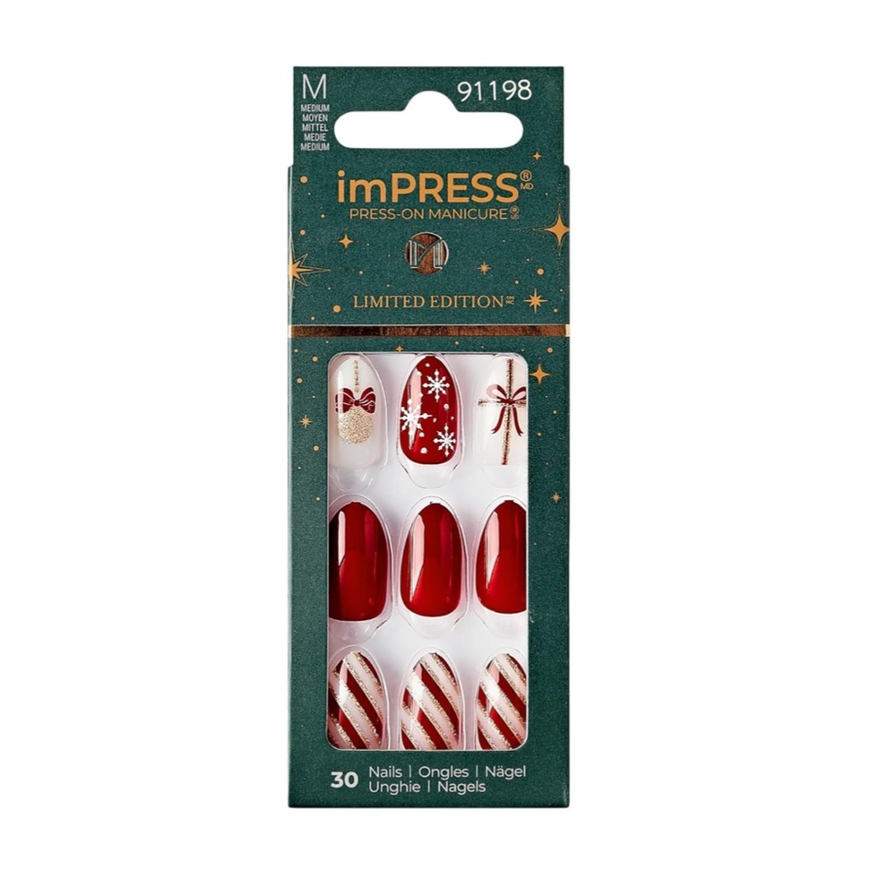 imPress Limited Edition Holiday White Night Medium Press On Nails 91198